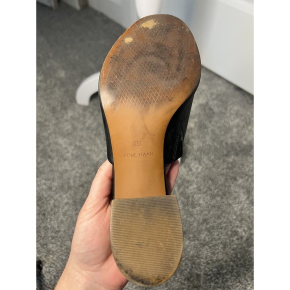 Cole Haan Daina Stacked Chunky Heel Mules Open Toes Leather Casual Modern Size 7 - Picture 10 of 12